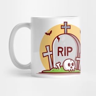 Halloween Tombstone Cartoon Vector Icon Illustration Mug